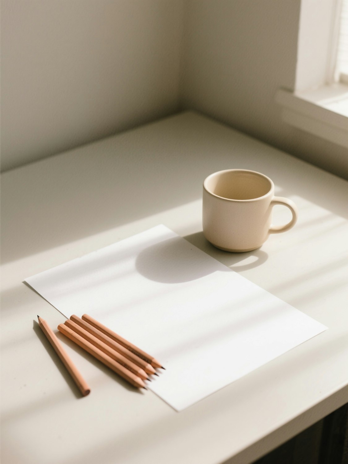 Calm, uncluttered desk with a single document and a pen